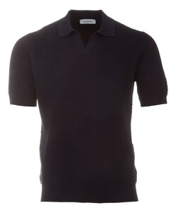 Gran Sasso Egyptian Cotton Waffle Design Poloshirt Navy