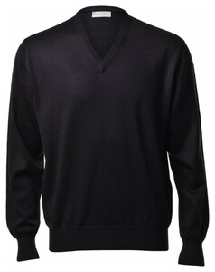 Gran Sasso Extrafine Merino V-Neck Classic Pullover Black