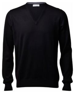 Gran Sasso Extrafine Merino V-Neck Fashion Pullover Black