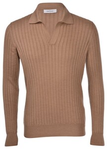 Gran Sasso Extrafine Merino Wool Ribbed Skipper Pullover Camel