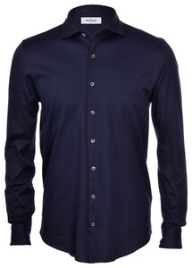Gran Sasso Fashion Cotton Piqué Jersey Overhemd Blue Navy
