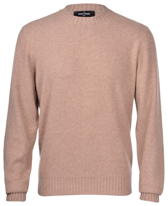 Gran Sasso Felted Cashmere Crew Neck Pullover Beige