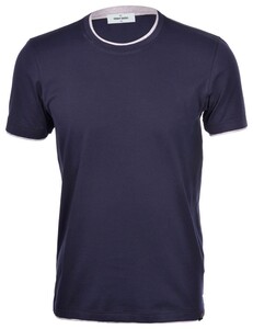 Gran Sasso Fine Contrast Uni Pure Cotton T-Shirt Navy-Lichtgrijs