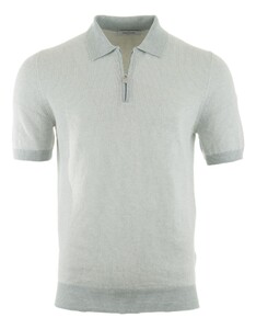 Gran Sasso Fine-Stripe Linen Cotton Blend Poloshirt Soft Green
