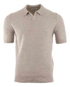 Gran Sasso Fine Structure Linen Cotton Blend Polo Soft Beige