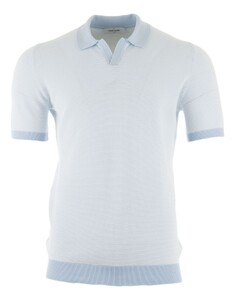 Gran Sasso Fine-Structure Wool-Cashmere Poloshirt Light Blue