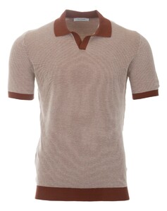 Gran Sasso Fine-Structure Wool-Cashmere Poloshirt Rust Brown