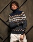 Gran Sasso Geelong Wool Turtle Pullover Blue-Camel-White
