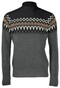 Gran Sasso Jacquard Cowichan Pattern Bouclé Effect Mock Neck Pullover Dark Grey-Camel