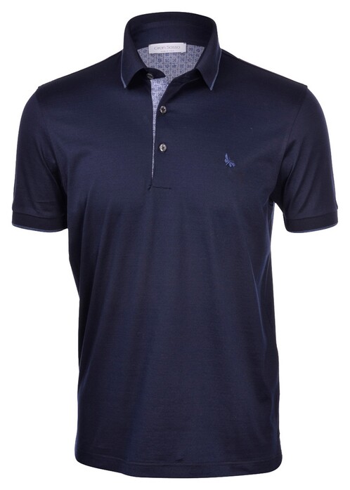 Gran Sasso Jersey Mercerized Cotton Polo Poloshirt Blue Navy