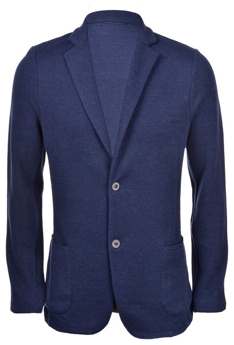 Gran Sasso Knit Jacket Piquet Stitch Vest Blauw