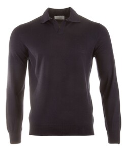 Gran Sasso Lana Vergine Athleisure Polo Donker Blauw