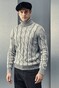 Gran Sasso Large Cable Knit Rollneck Alpaca Cashmere Wool Blend Trui Grijs