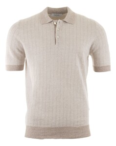 Gran Sasso Linen Cotton Melange Stripe Polo Soft Beige
