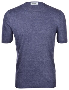 Gran Sasso Linen Knit Modern Flame Effect T-Shirt Denim Blue