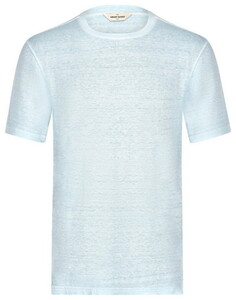 Gran Sasso Linnen Subtle Stretch Mélange Crew Neck T-Shirt Light Bluegreen