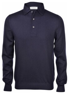 Gran Sasso Long Sleeve Wool Polo Blue Navy