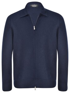 Gran Sasso Luxury Cashmere Full Two-Way Zip Vest Navy