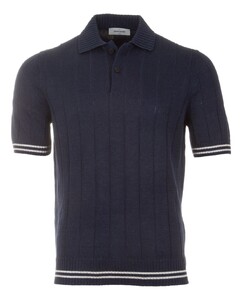Gran Sasso Luxury Linen Cotton Blend Polo Donker Blauw