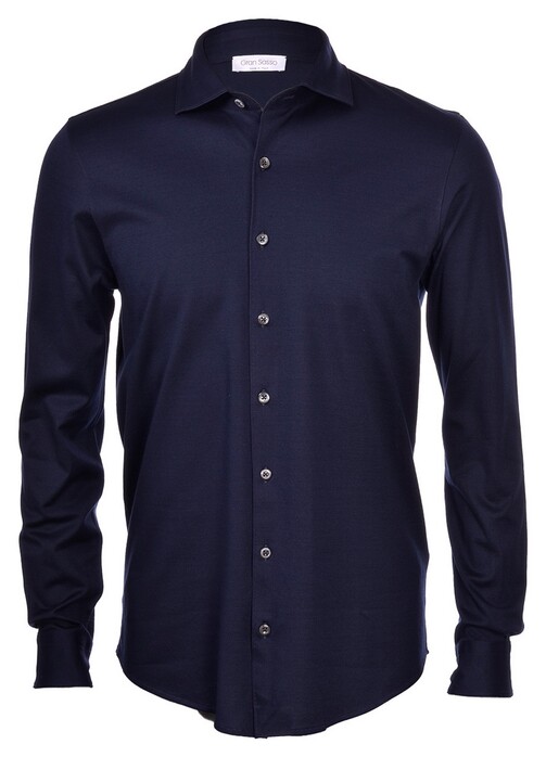 Gran Sasso Mercerized Cotton Uni Overhemd Blue Navy