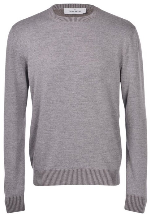 Gran Sasso Merino Extrafine Crew Neck Subtle Faux-Uni Trui Grijs