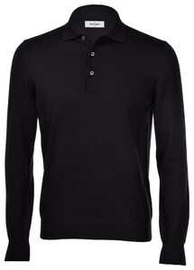 Gran Sasso Merino Extrafine Long Sleeve Polo Pullover Black