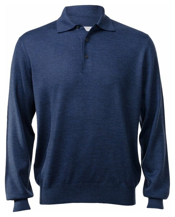 Gran Sasso Merino Extrafine Polo Sweater Pullover Denim Blue