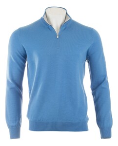 Gran Sasso Merino Extrafine Zipper Trui Azure Blue