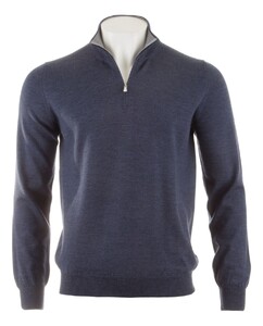 Gran Sasso Merino Extrafine Zipper Trui Denim Blue