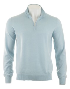 Gran Sasso Merino Extrafine Zipper Trui Pastel Blauw