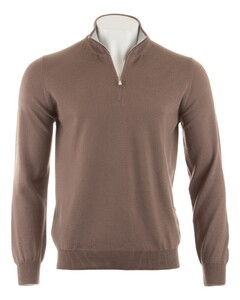 Gran Sasso Merino Extrafine Zipper Trui Taupe Brown