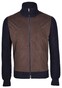 Gran Sasso Merino Wool Alcantara Full Zip Cardigan Dark Blue-Brown
