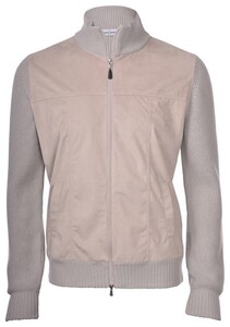 Gran Sasso Merino Wool Alcantara Full Zip Vest Beige-Grijs