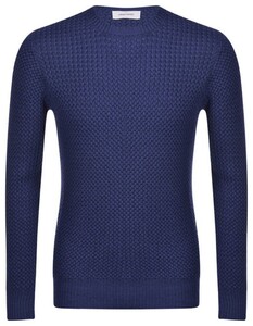 Gran Sasso Mini Weave Effect Extrafine Merino Trui Blauw
