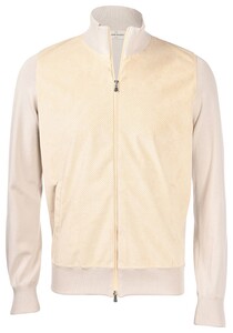 Gran Sasso Organic Cotton Alcantara Perforated Front Double Slide Closure Vest Dark Cream