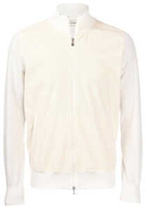 Gran Sasso Organic Cotton Alcantara Perforated Front Double Slide Closure Vest Off White-Creme