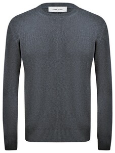 Gran Sasso Pure Merino Micro Brick Stitch Crew Neck Trui Donker Grijs