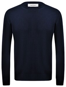 Gran Sasso Pure Merino Micro Brick Stitch Crew Neck Trui Navy