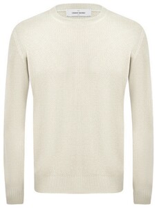 Gran Sasso Pure Merino Micro Brick Stitch Crew Neck Trui Wit
