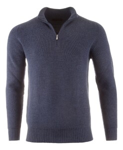 Gran Sasso Rain Wool Zip Collar Trui Denim Blue