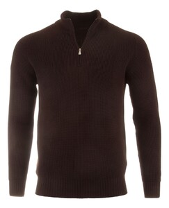 Gran Sasso Rain Wool Zip Collar Trui Donker Bruin