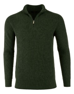 Gran Sasso Rain Wool Zip Collar Trui Donker Groen