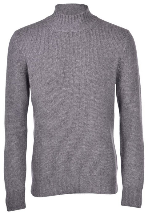 Gran Sasso Rib Turtleneck Uni Color Knit Pullover Grey