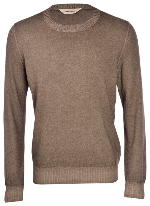 Gran Sasso Ribbed Details Vintage Crew Neck Pullover Mud Green