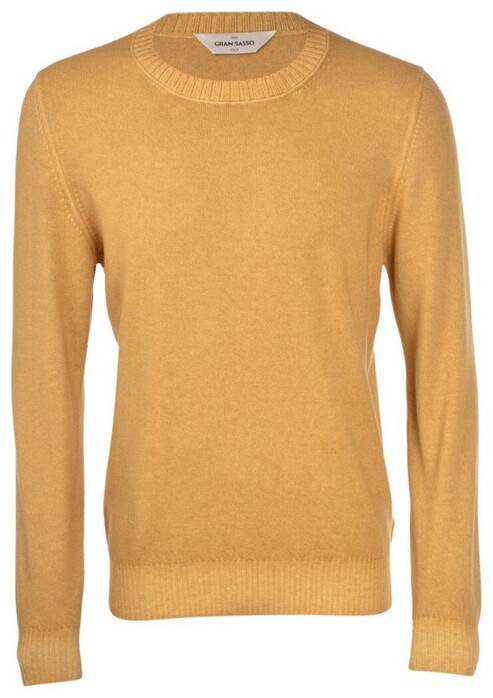 Gran Sasso Ribbed Details Vintage Crew Neck Pullover Yellow