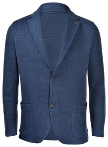 Gran Sasso Ribbed Knit Linnen Cotton Jacket Vest Navy