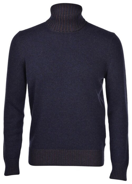 Gran Sasso Ribbed Rollneck Wool Blend Uni Pullover Dark Evening Blue