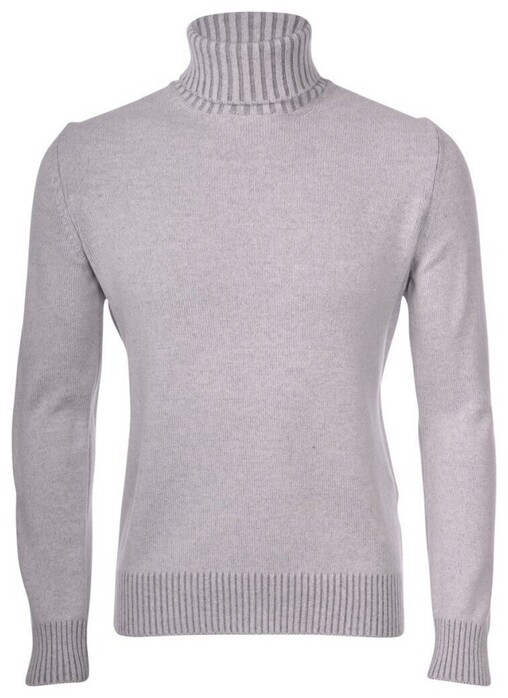 Gran Sasso Ribbed Rollneck Wool Blend Uni Pullover Light Grey