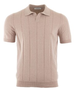 Gran Sasso Ribbed Skipper Fresh Cotton Polo Licht Zand