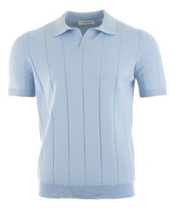 Gran Sasso Ribbed Skipper Fresh Cotton Polo Sky Blue